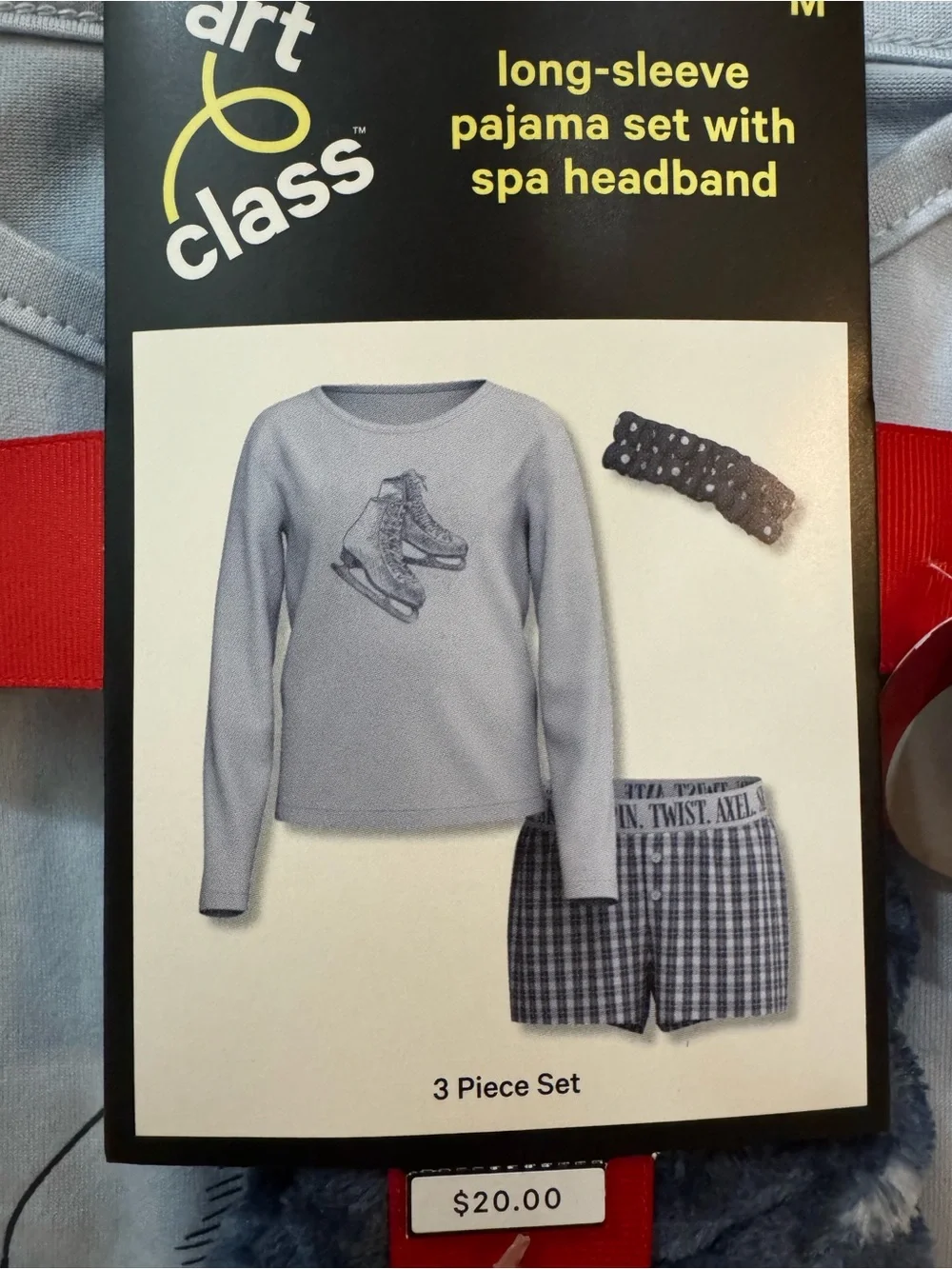 Art Class Long-Sleeve Pajama Set with Spa Headband, Size M